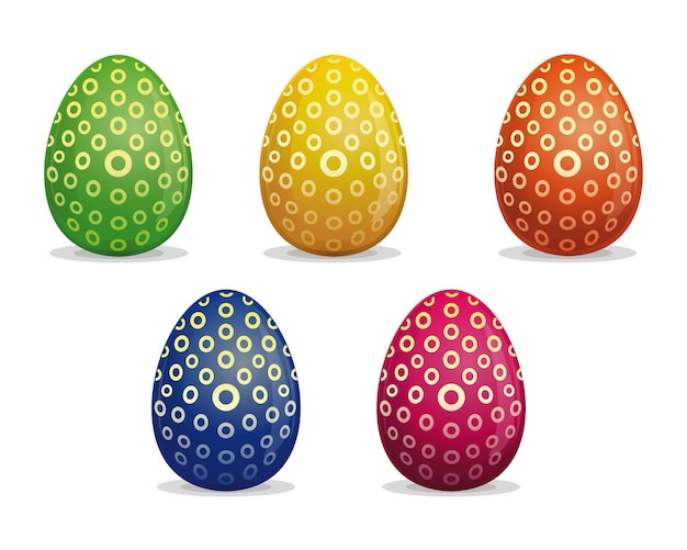 Round ornament on Easter eggs Vector icon set