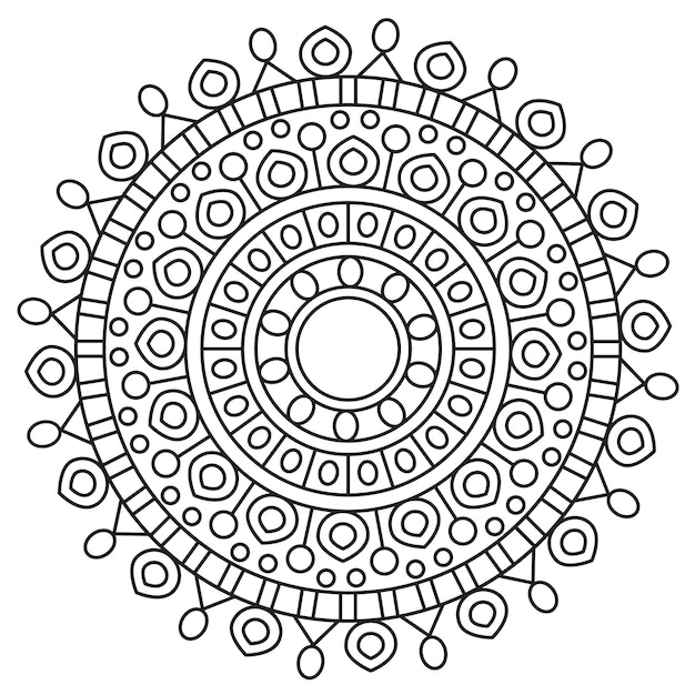 Round Ornamental Mandala Design Colouring Book Relaxing