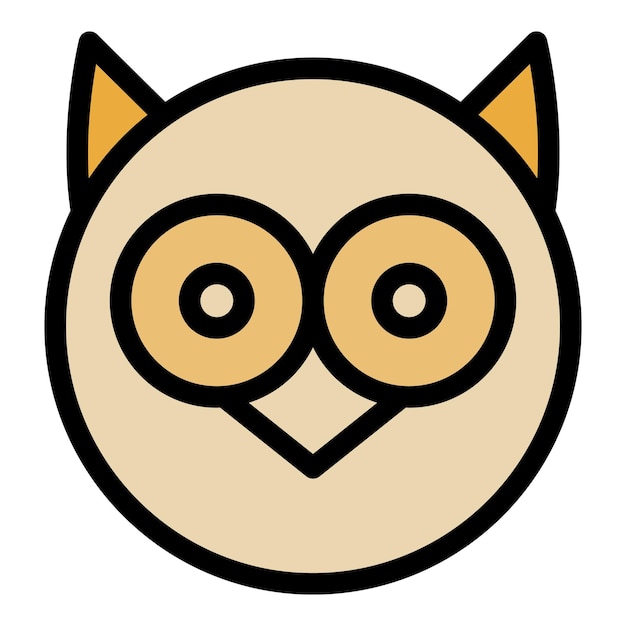 Round owl head icon Outline round owl head vector icon color flat isolated