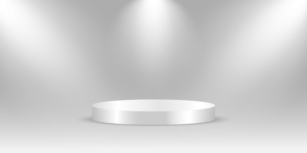 Round podium illuminated by spotlightsvector design