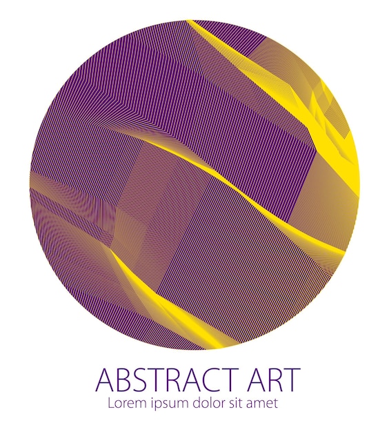 Round shape art and design element of beautiful linear surface texture. Vector abstract 3d perspective background for layouts, posters, banners, print and web. Trendy and cool.