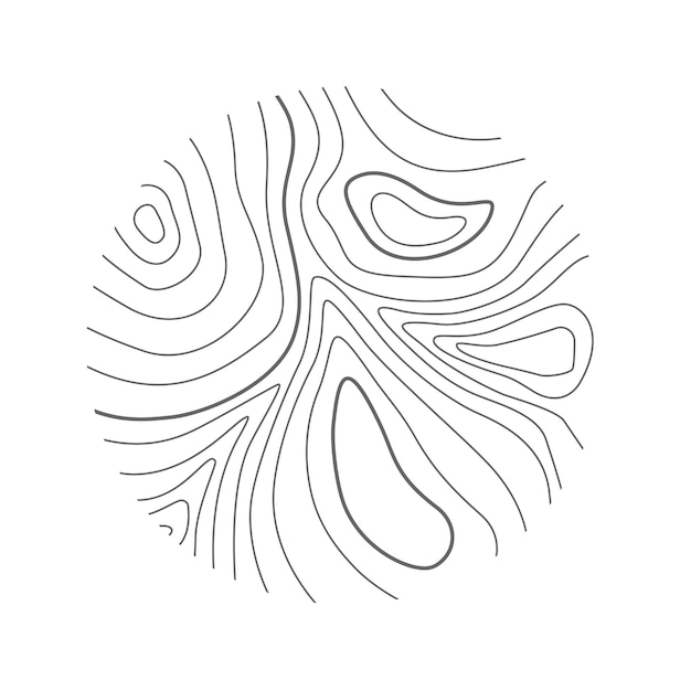 Round shape with topographic or wooden texture Hand drawn relief contour Graphic terrain stamp