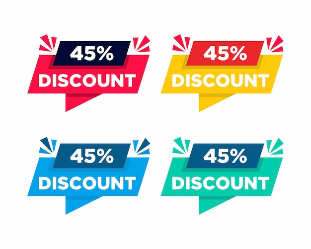 Round speech bubble shape promote discount 45 percent vector illustration