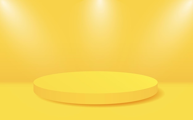 Round stage podium isolated on yellow background