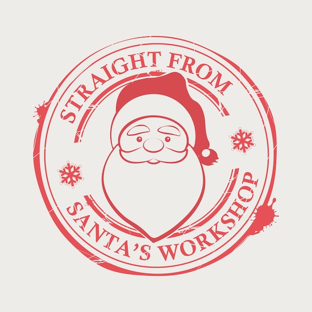 Round stamp with Santa Claus in a hat and snowflakes design component