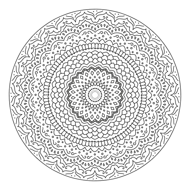 Round sunflower mandala ornament Coloring book drawing