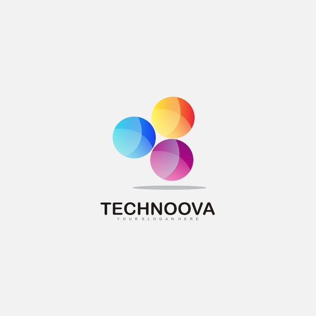 Round tech logo icon gradient color template