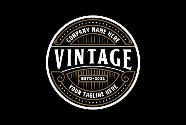 Round Vintage Retro Steampunk Badge Emblem Label Stamp Logo Design Vector