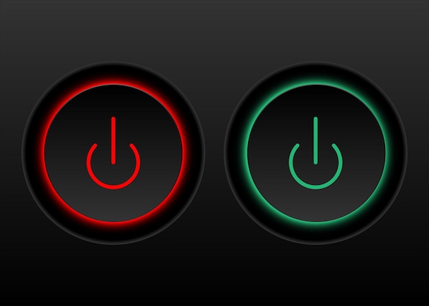 Vector round web button. turning on and off. green and red color.