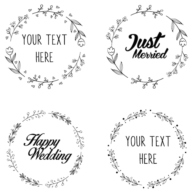 Round Wreath Frame for Wedding Bridal Invitation Design