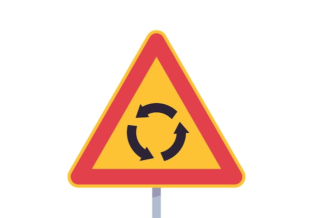 Roundabout traffic road sign and traffic signs on city road transportation simple concept.