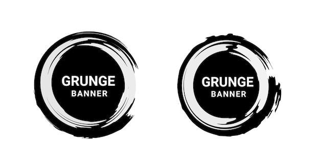 Rounded grunge label set