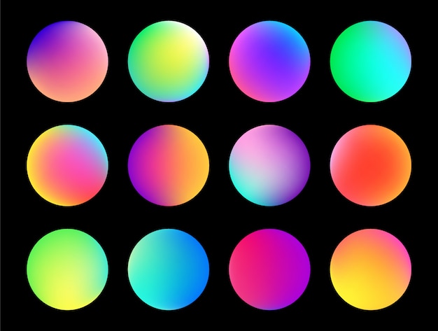 Rounded holographic gradient sphere button.  