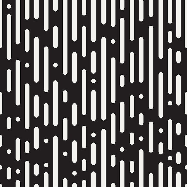 Rounded lines seamless pattern. Black and white abstract background. Vector illustration.