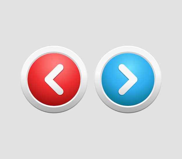 rounded next and previous button with red blue colors