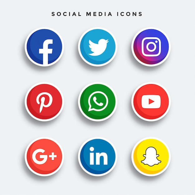 Rounded social media icons set