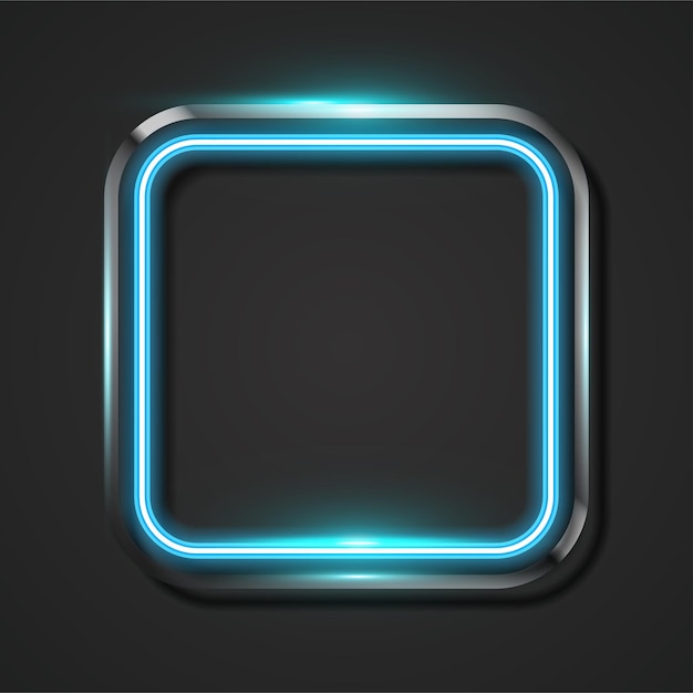 Rounded square neon and metal banner