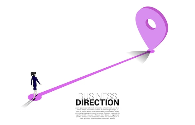 Route between 3D location pin markers and businesswoman Concept for Location and business direction