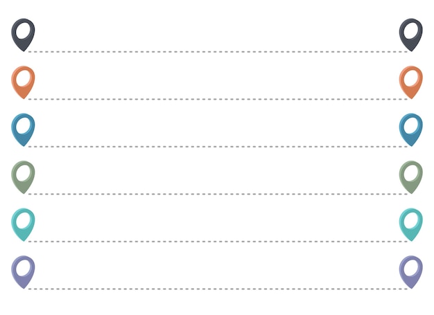 Route icon with pointer pin and dotted path vector set