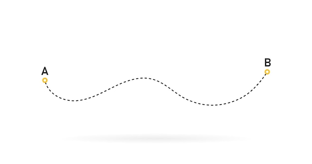 Route location icon with path from A to B Airplane travel concept Start and end journey symbol