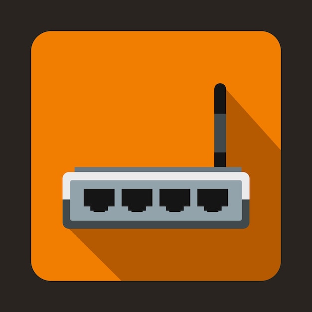 Router icon in flat style on a orange background