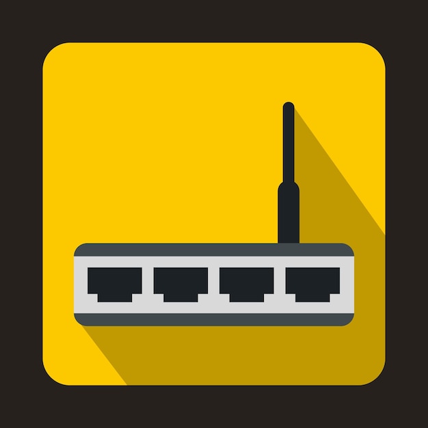 Router icon in flat style on a yellow background