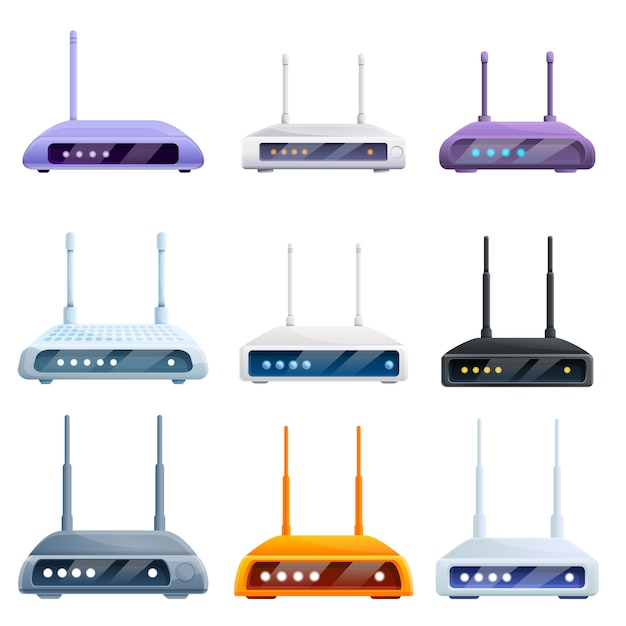 Router wireless icons set