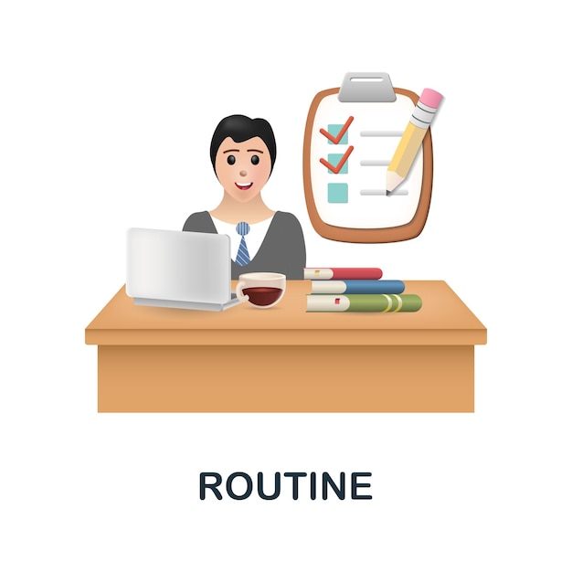 Routine icon 3d illustration from human productivity collection Creative Routine 3d icon for web design templates infographics and more