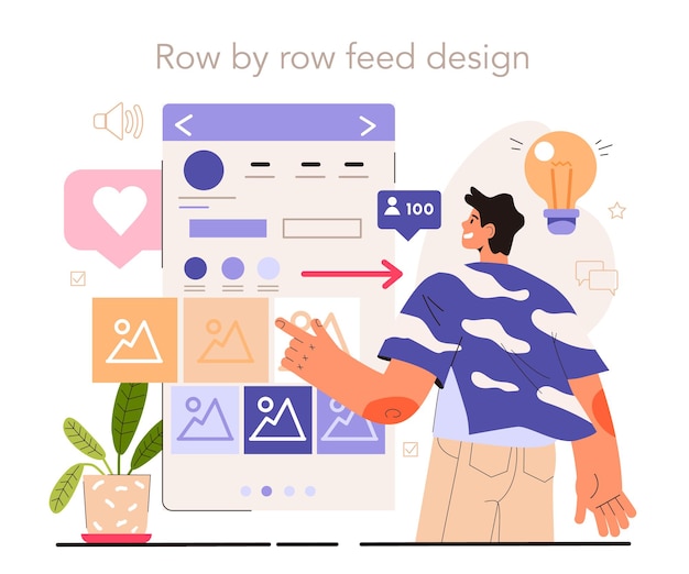 Row by row feed design social media content manager guidance