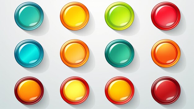 Vector a row of colorful buttons with different colors on them