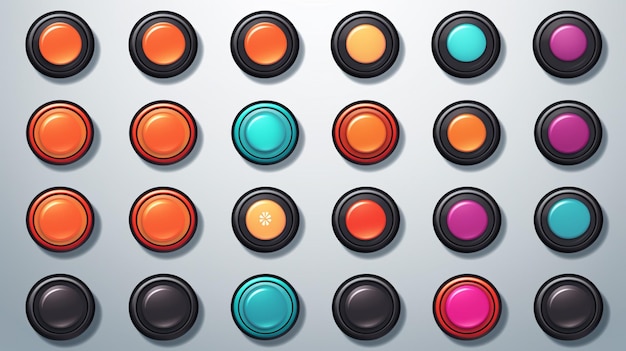 Vector a row of colorful buttons with different colors on them