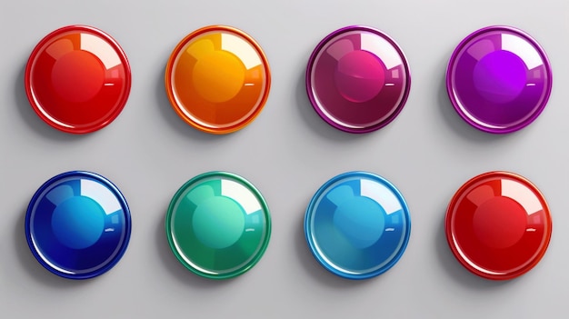 a row of colorful buttons with one that says rainbow colors