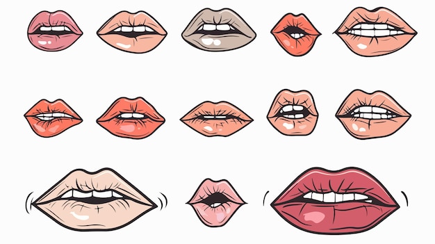 Vector a row of different lips with different colors