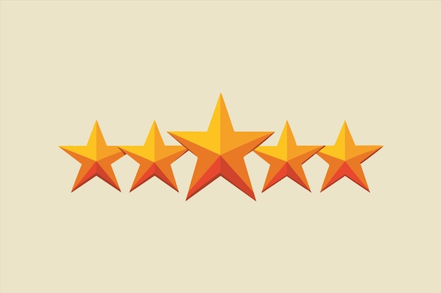 a row of five stars with a yellow background