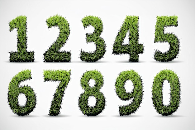 a row of green plants with the numbers on them