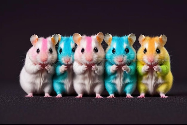 Vector a row of mouses with different colors and colors