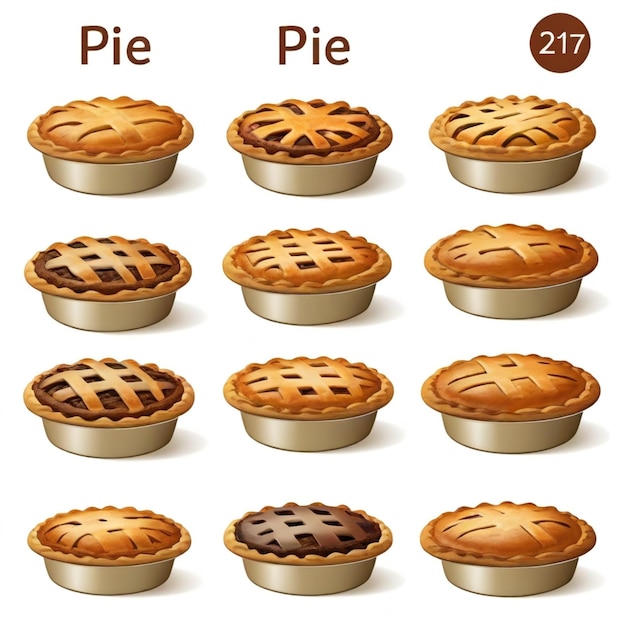 a row of pies with the number 2 on it