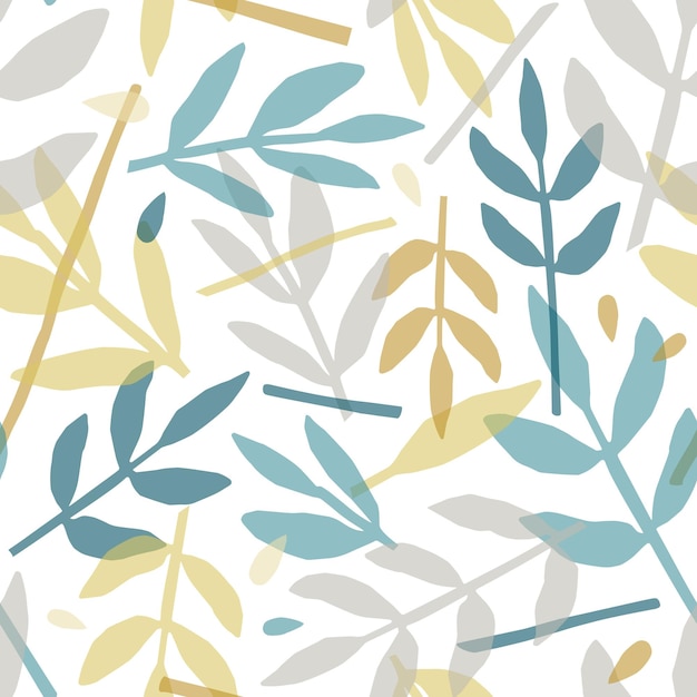 Rowan leaves hand drawn vector seamless pattern