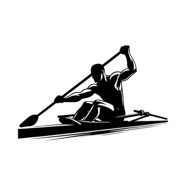 Vector rowing silhouette vector man canoe player illustration