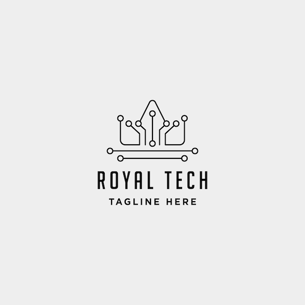 Royal crown internet logo design luxury technology icon symbol sign isolated