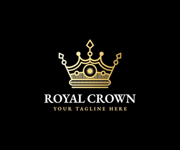 Royal crown king  queen logo template majestic coronet and luxury tiara silhouette for VIP brands