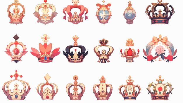 Vector royal crowns emblems set heraldic coat of arms