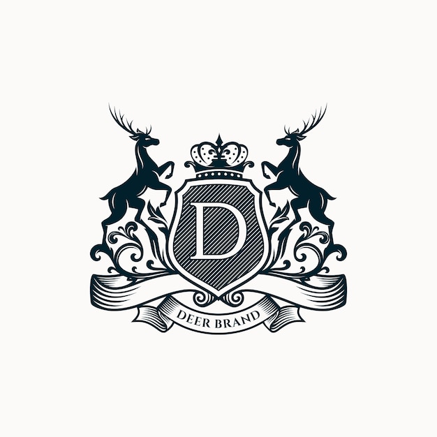 Royal Deer Crest Logo Template