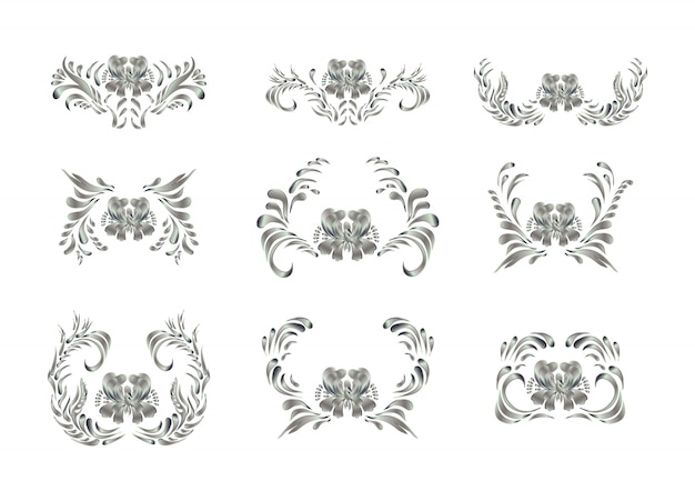 Royal elements with silver flowers