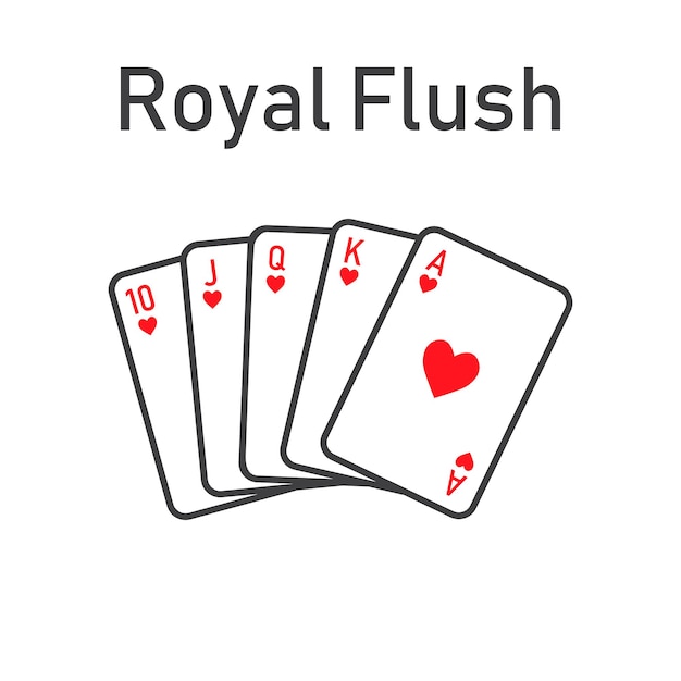 Royal flush poker combonation suit vector from ten to ace