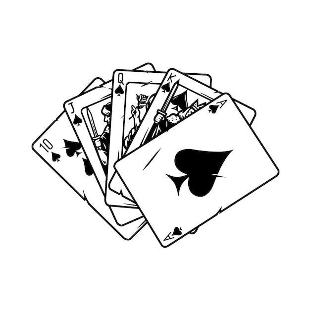 Royal flush poker hand concept