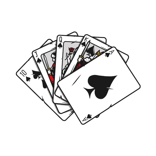 Royal flush of spades poker hand