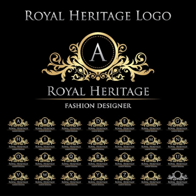 Royal Heritage Logo Icon With Alphabet Set