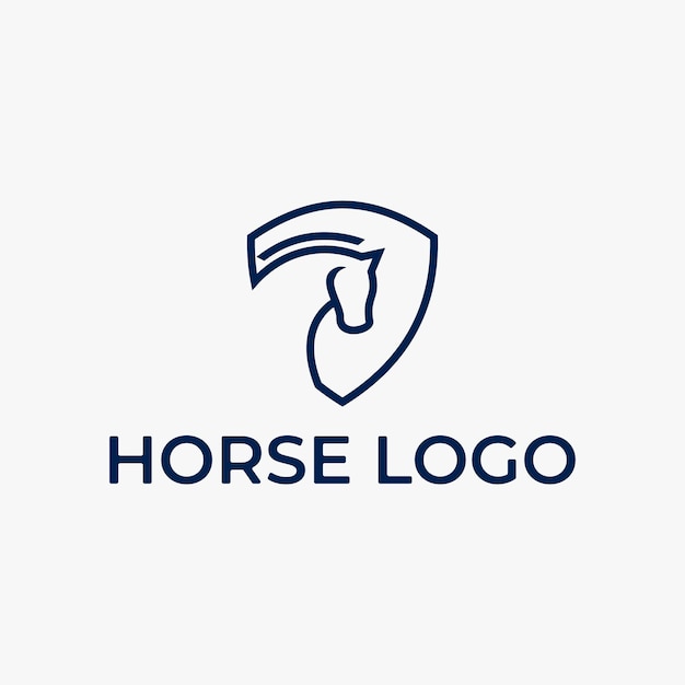 Royal Horse logo line art vector template Horse Shield logo