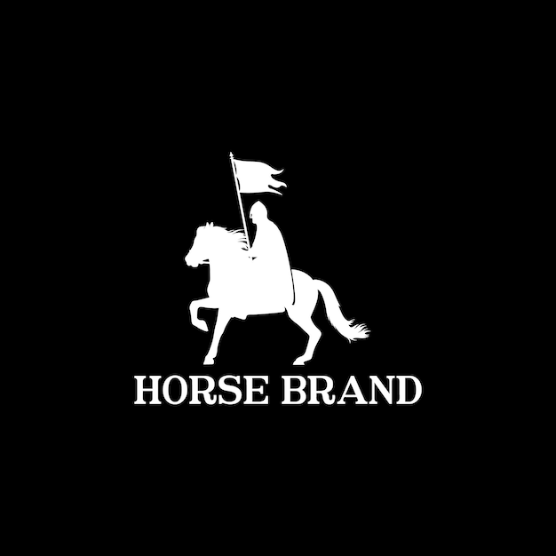 Royal Horseback Knight Silhouette Logo Design Inspiration